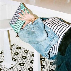 J. Crew Leather Gingham Envelope Clutch